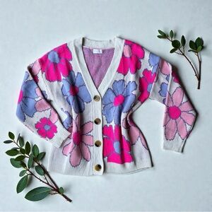 Pink Lily Floral Cardigan – Size Small